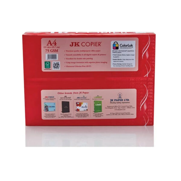 Multipurpose JK Copier A4 copy paper 80gsm high whiteness available in bulk stock perfect for professional office printing use - Image 2