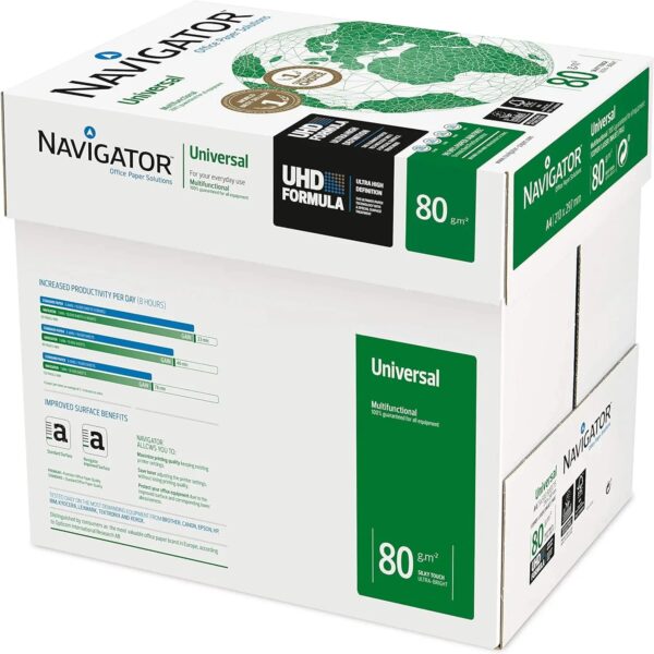 Wholesale Navigator Navigator Universal A4 80gsm Paper - Box of 5 Reams (5x500 Sheets) free delivery worldwide CIF price - Image 2