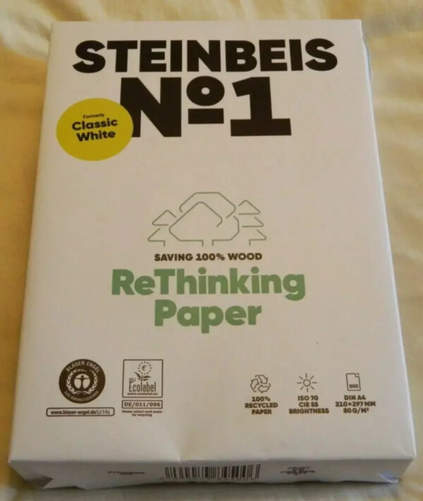 Steinbeis NO 1 Classic Recycled Paper A4 80gsm 2500 Sheets Box - Image 3